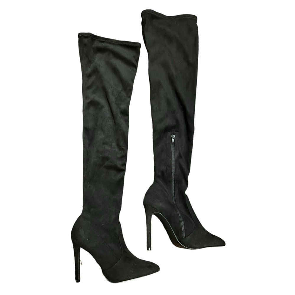 Call It Spring Over The Knee Stretch Shaft Pointed Toe Stiletto Heel Suede Boots - Picture 2 of 7